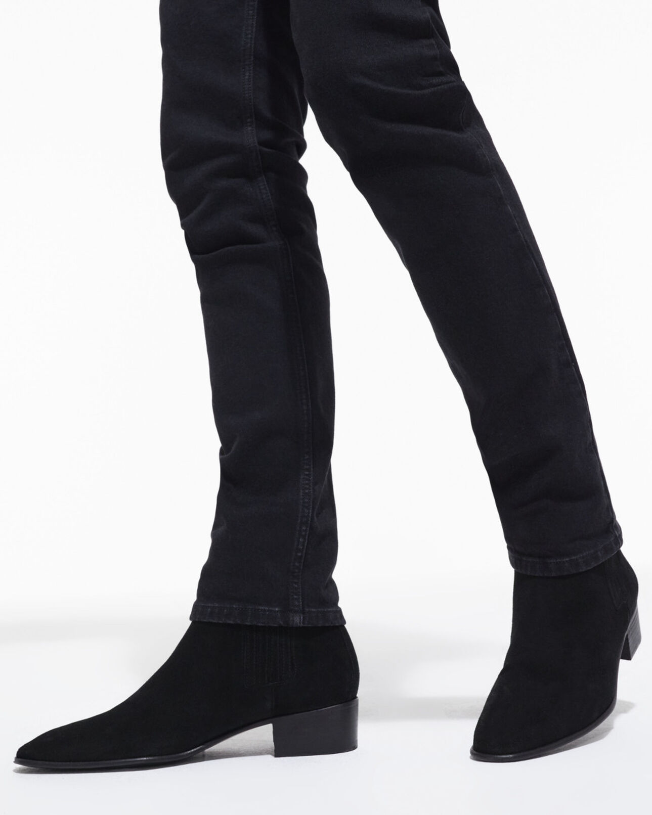 The Kooples HERREN BLACK schwarze stiefel aus veloursleder