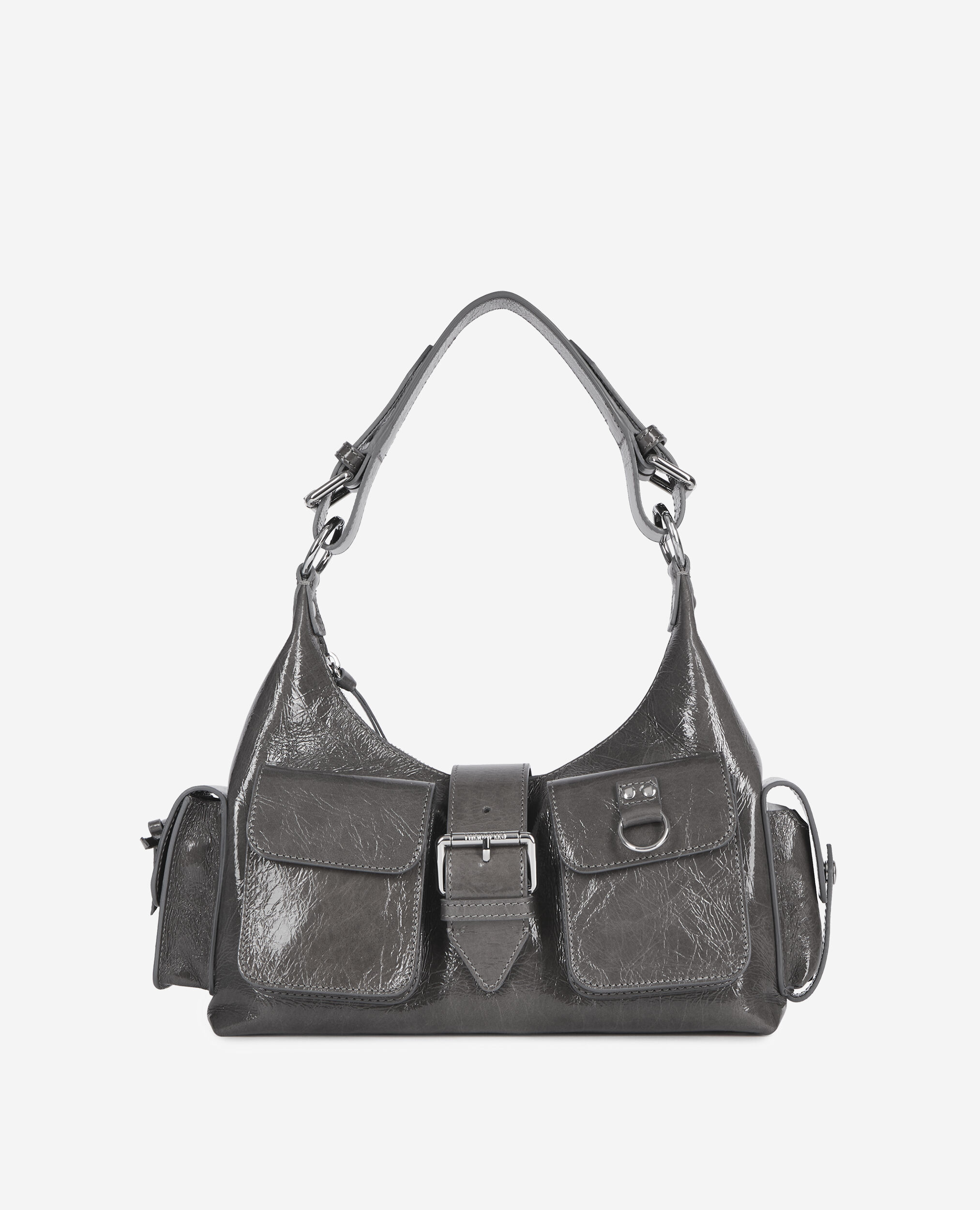Amelia bag in gray cracked leather | The Kooples US