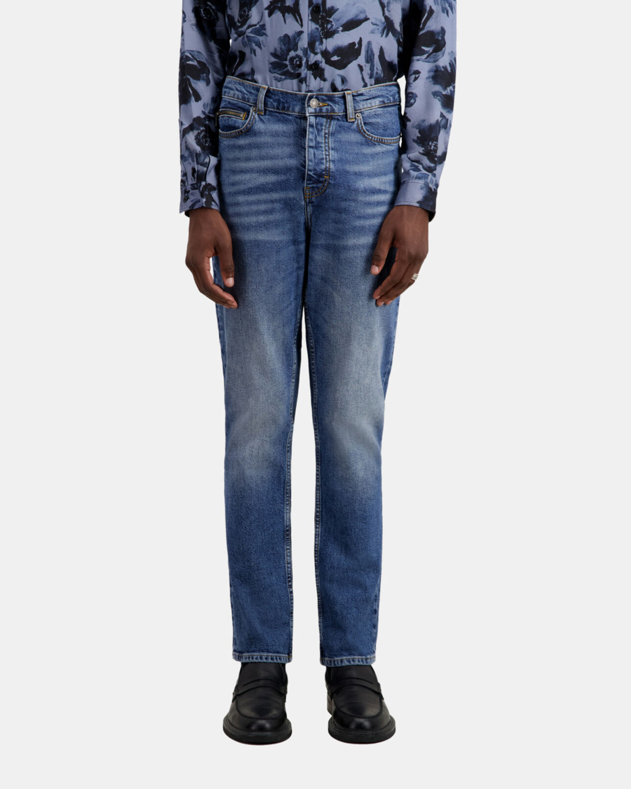 The Kooples HERREN BLUE DENIM dunkelblaue jeans in slim-fit