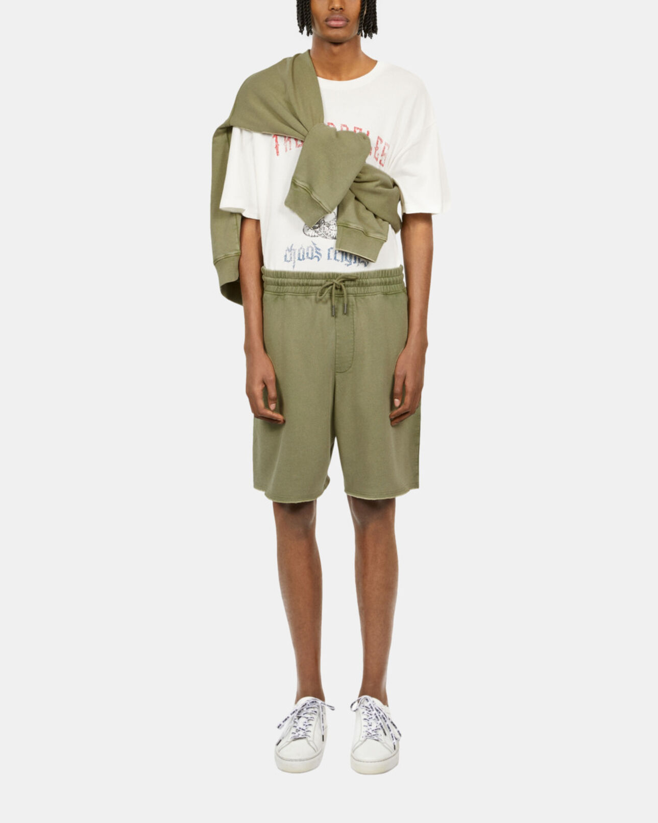 The Kooples MEN KAKI GREY light green cotton shorts