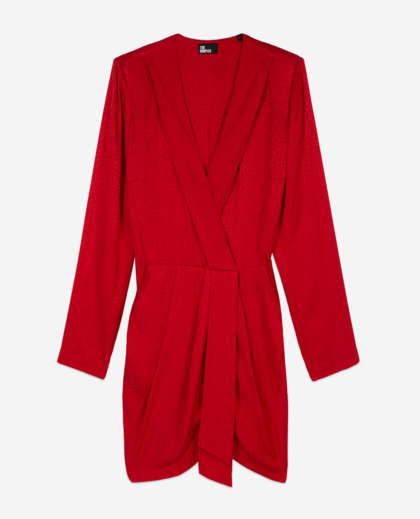 The Kooples FEMME ORIENTAL RED robe courte &agrave; pois jacquard rouge