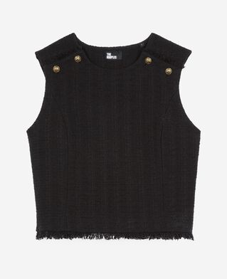 The Kooples WOMEN BLACK black tweed top