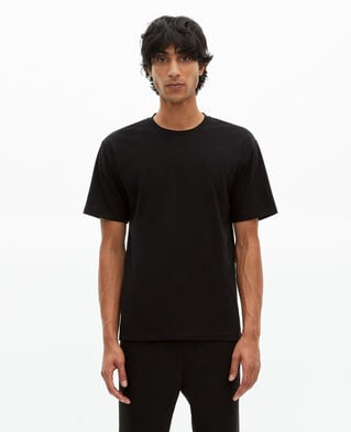 The Kooples H BLACK mixed t-shirt, straight, plain black