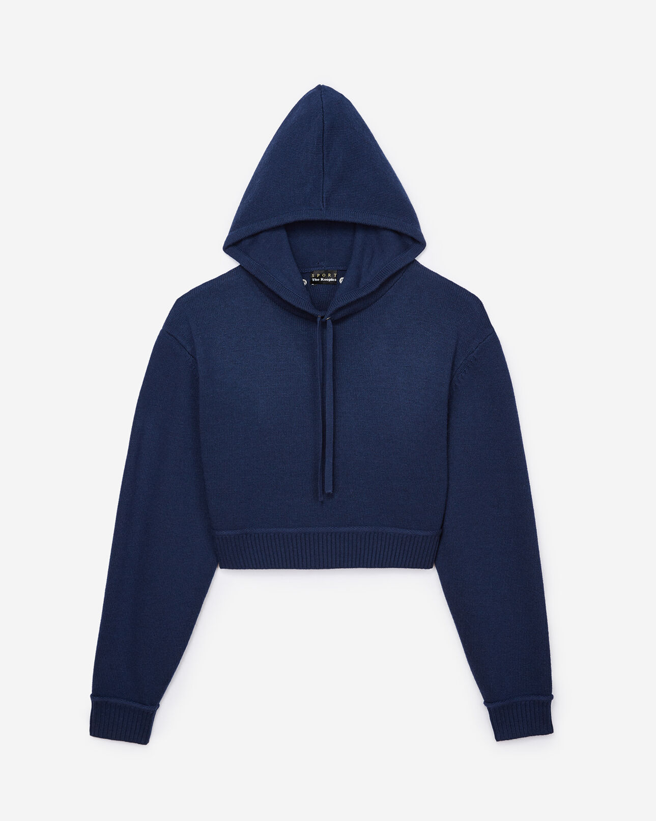 The Kooples WOMEN NAVY cropped navy blue sweater with hood