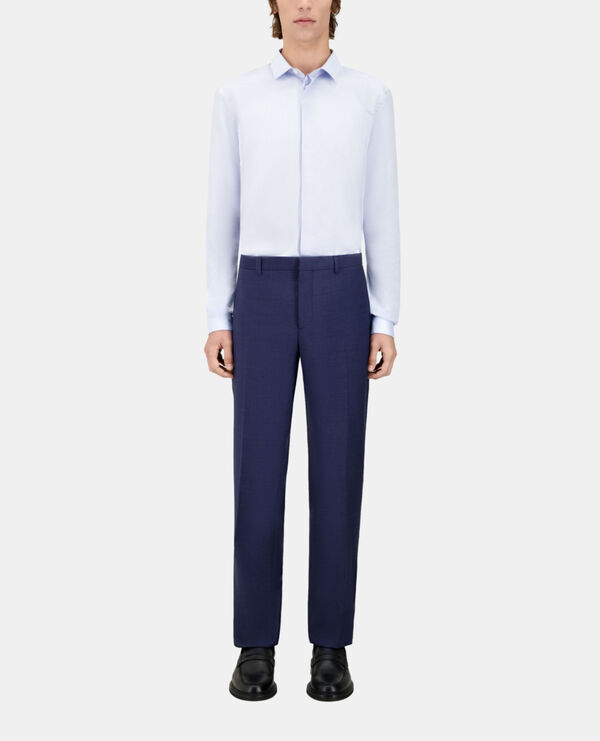 The Kooples HERREN NAVY marineblaue anzughose aus wolle mit mikrokaromuster