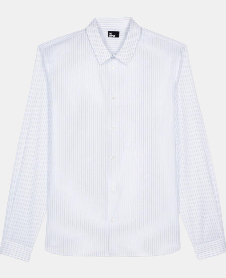 The Kooples HOMME WHITE / BLUE chemise formelle &agrave; rayures blanche