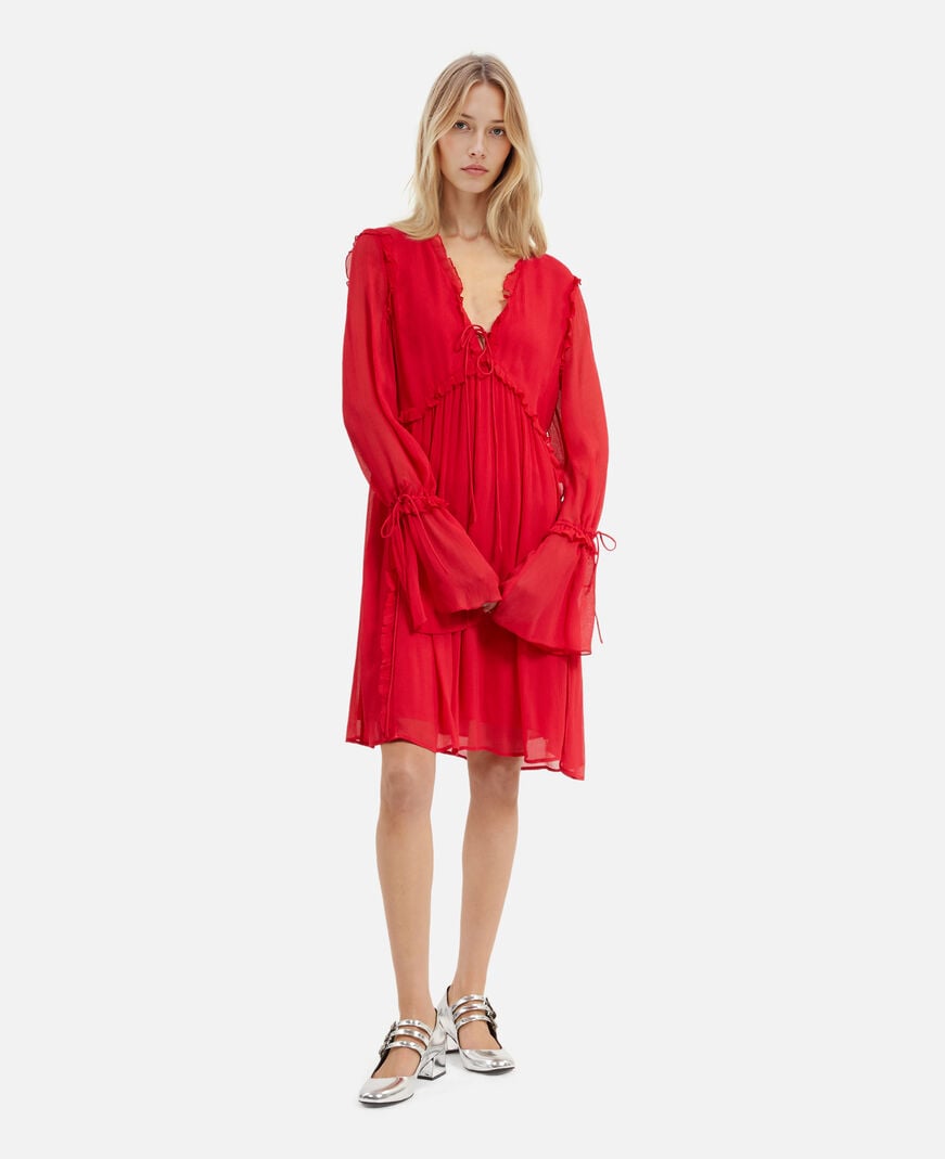 The Kooples DAMEN RED / BURGUNDY kurzes kleid mit rüschen rot