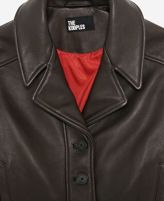 The Kooples WOMEN BROWN short brown leather jacket