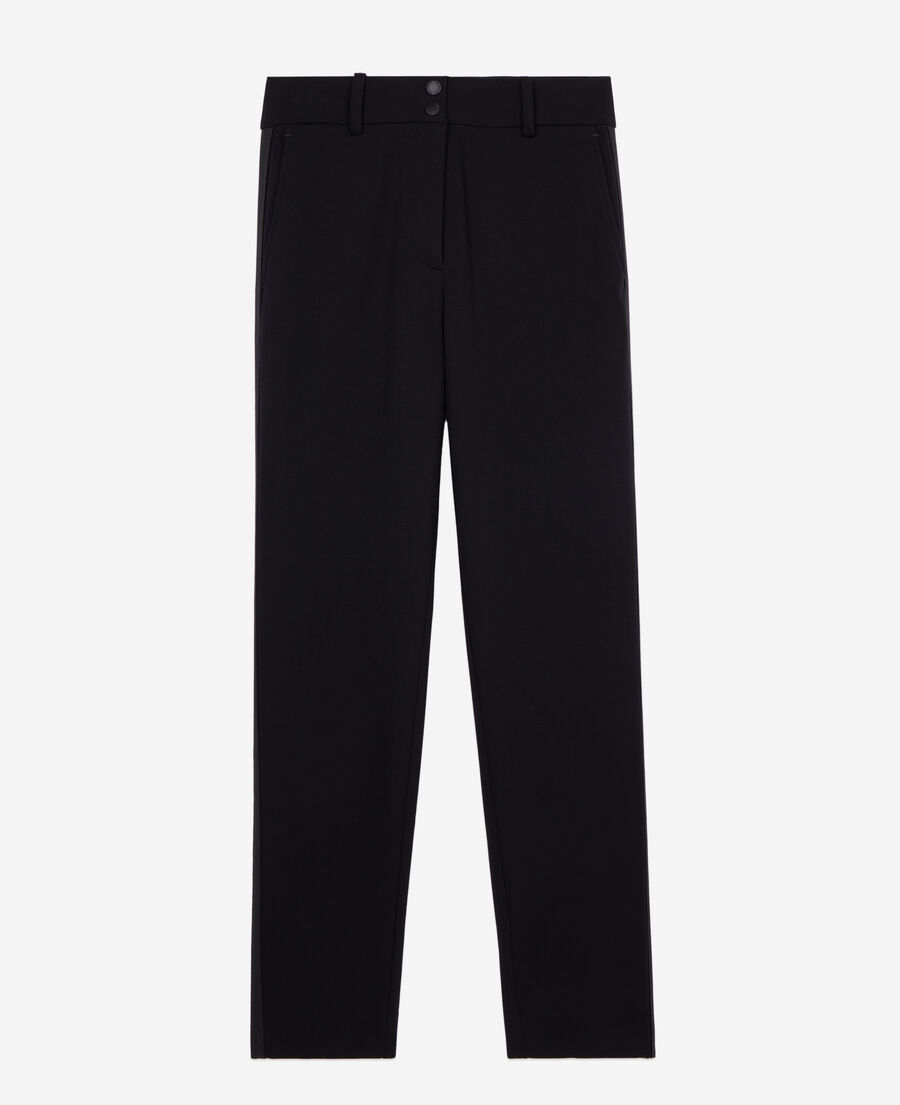 The Kooples F BLACK straight black suit trousers with grosgrain