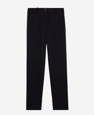 The Kooples F BLACK straight black suit trousers with grosgrain