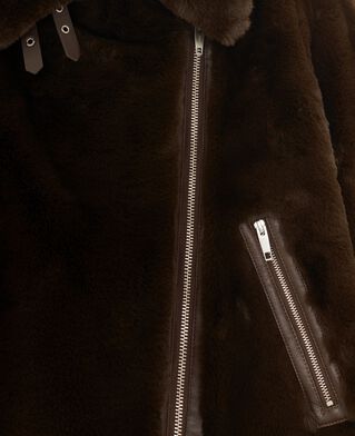The Kooples F CHOCOLATE brown fur-effect aviator jacket