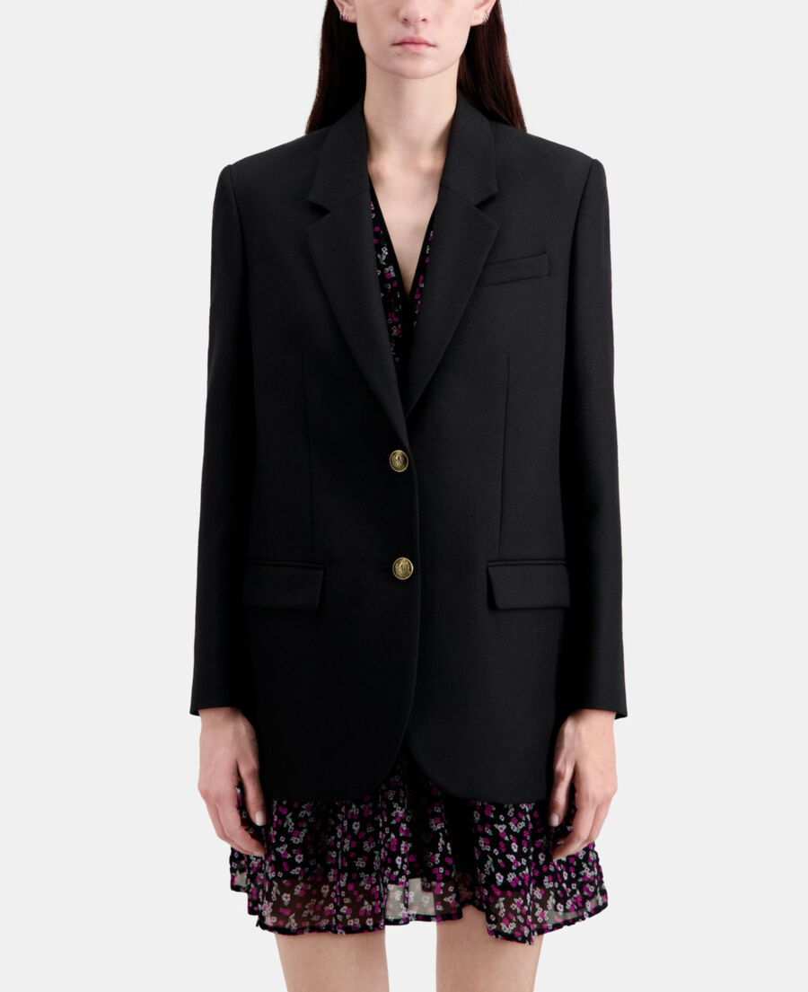 The Kooples F BLACK black wool blend blazer