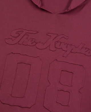 The Kooples HERREN BURGUNDY lang&auml;rmeliges, bordeauxrotes kapuzen-t-shirt