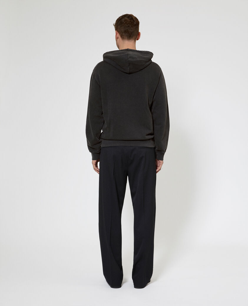 The Kooples HERREN BLACK WASHED kapuzen-sweatshirt mit siebdruck panther schwarz