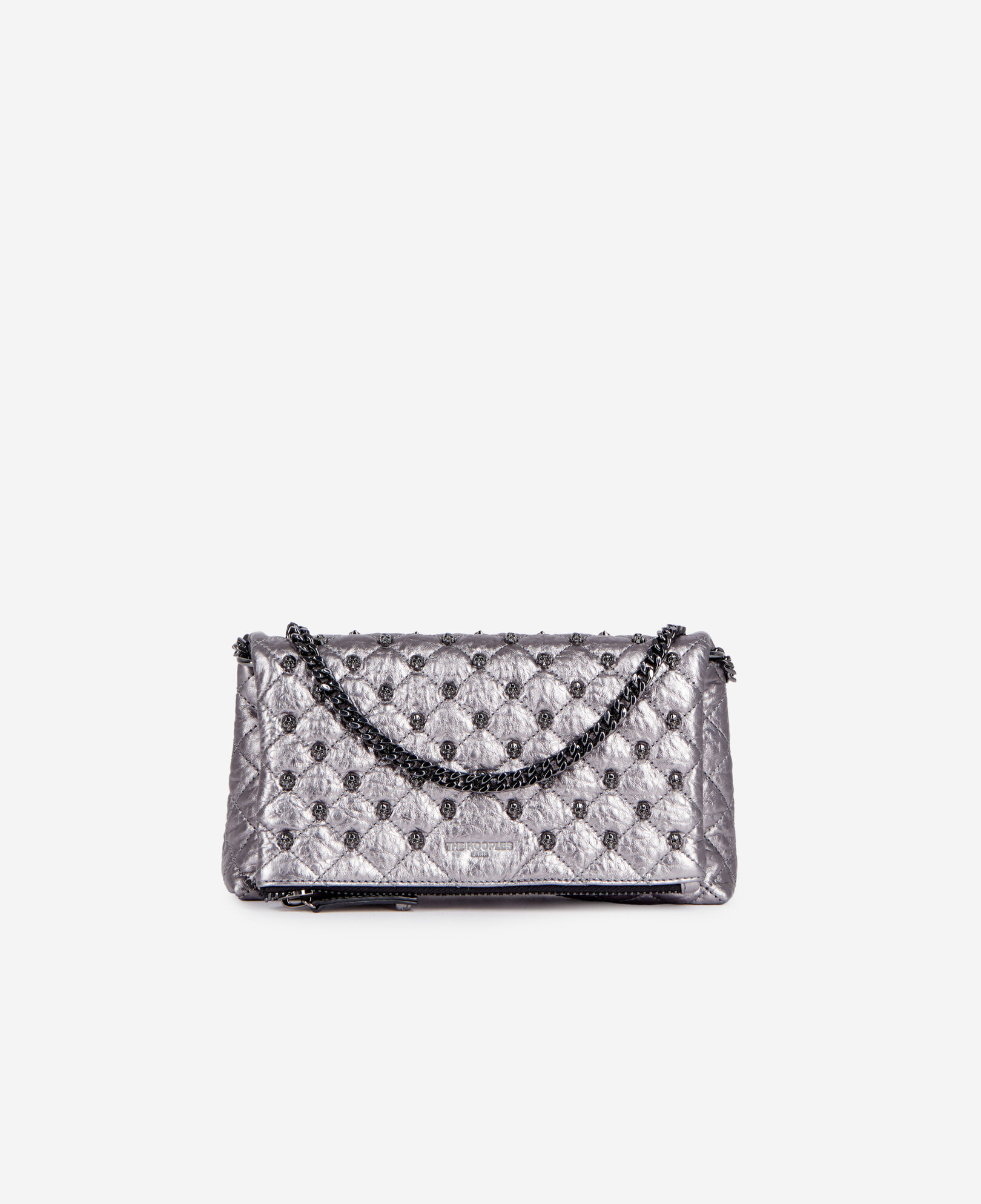 The Kooples DAMEN GUN METAL kleine gunmetal pochette aus leder