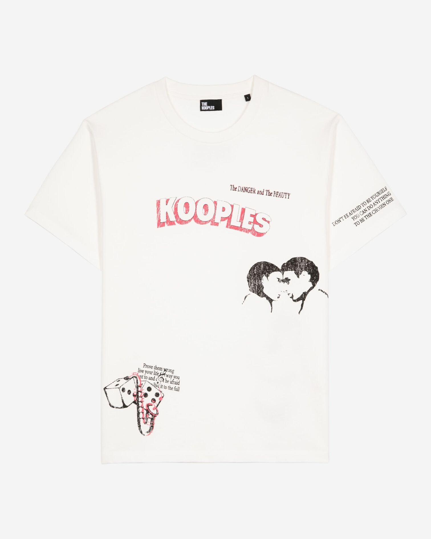 T-shirt with white screen print, WHITE, hi-res image number null