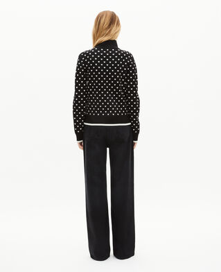 The Kooples F BLACK-ECRU black heart-print zipped cardigan