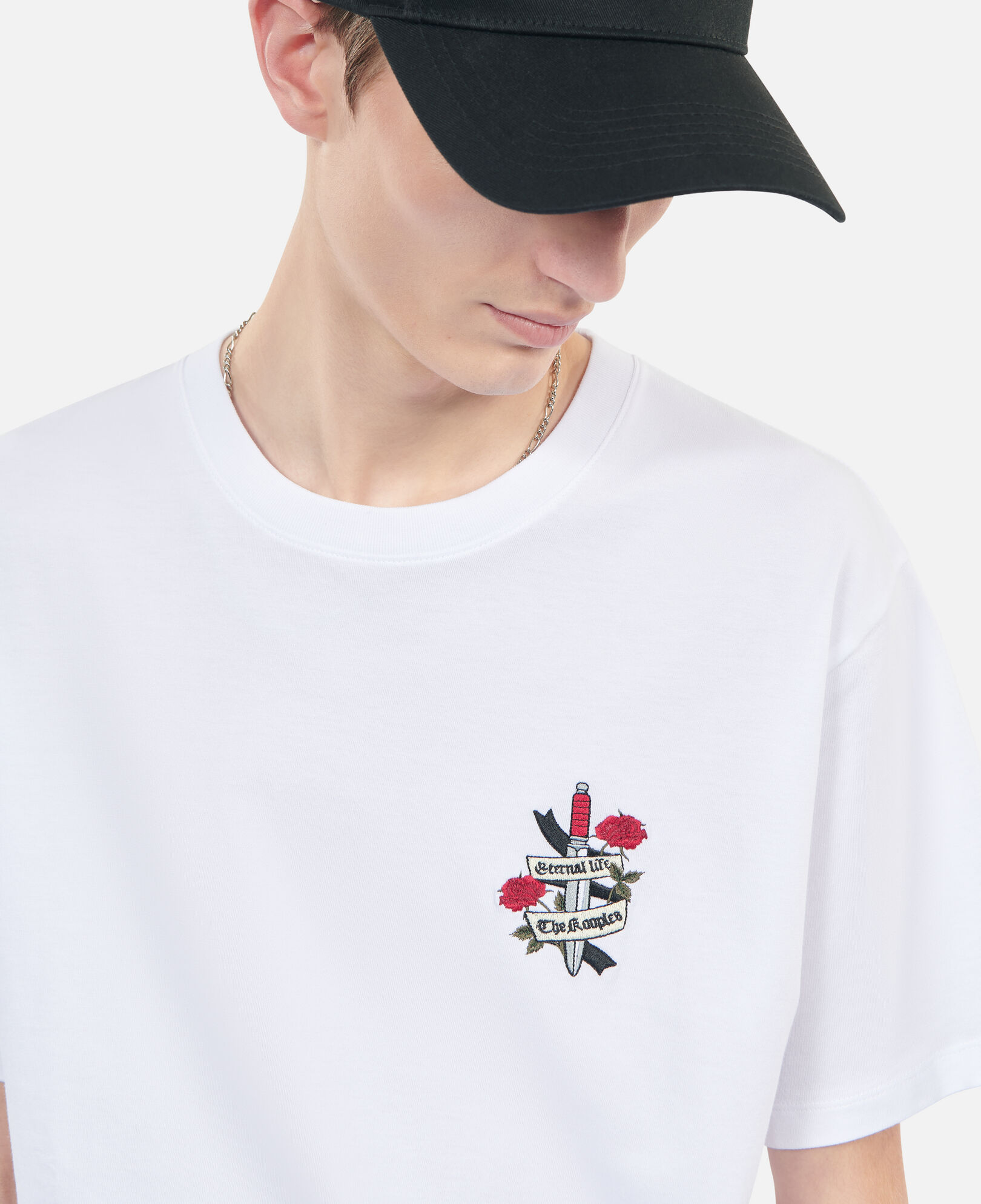The Kooples MEN WHITE white t-shirt with eternal life embroidery