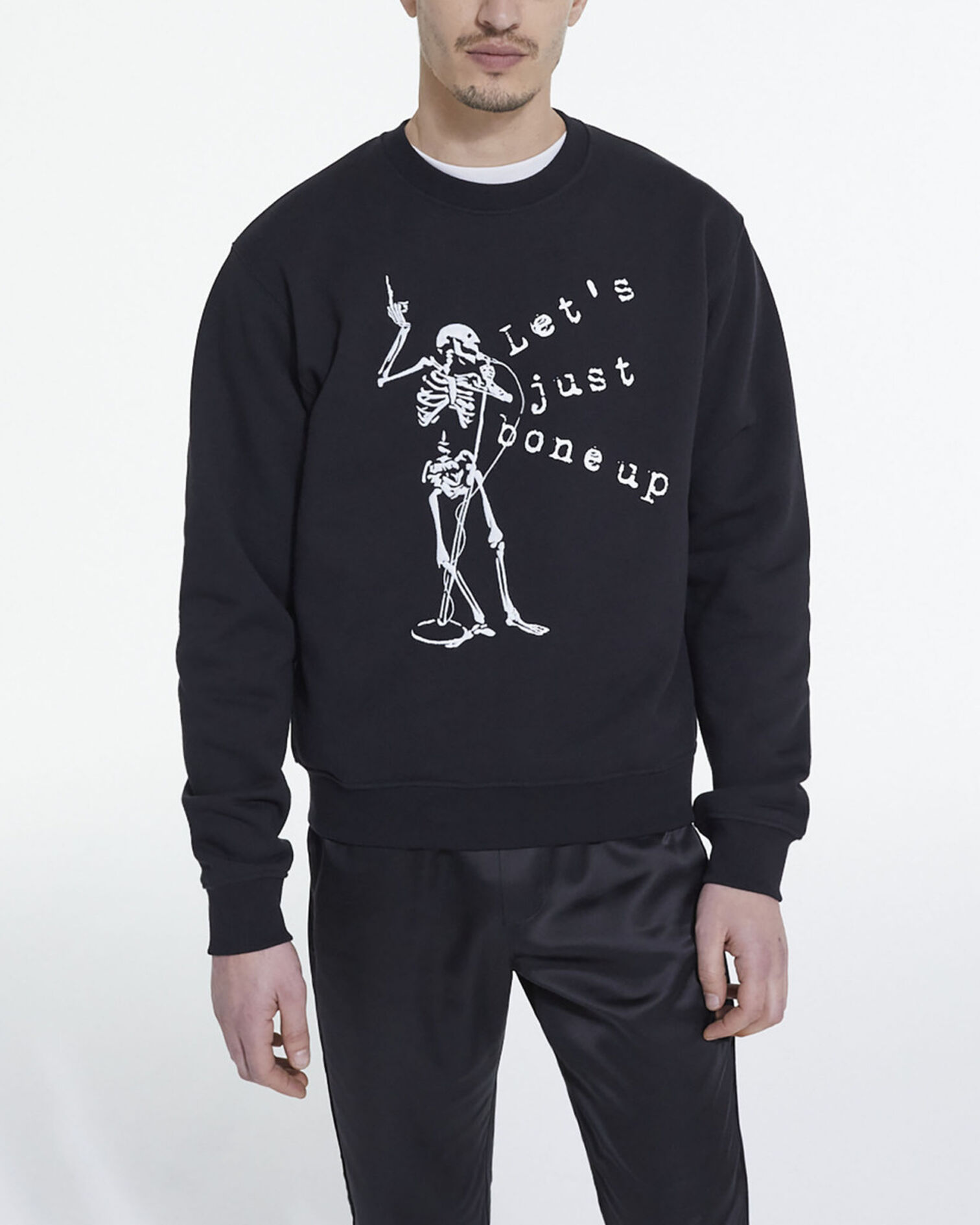 Black screen print sweatshirt, BLACK, hi-res image number null