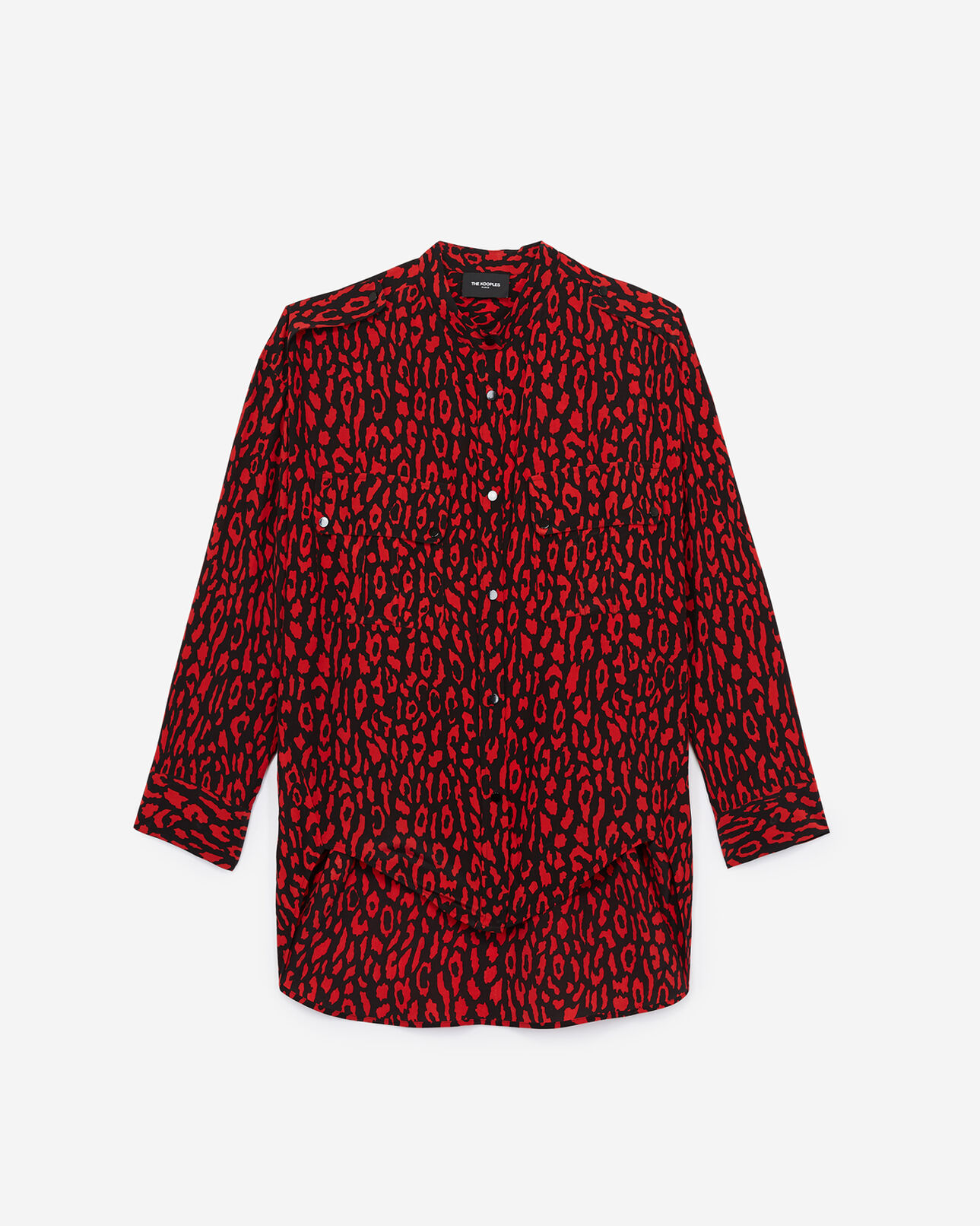 The Kooples FEMME BLACK - RED chemise soie oversize imprimé léopard rouge