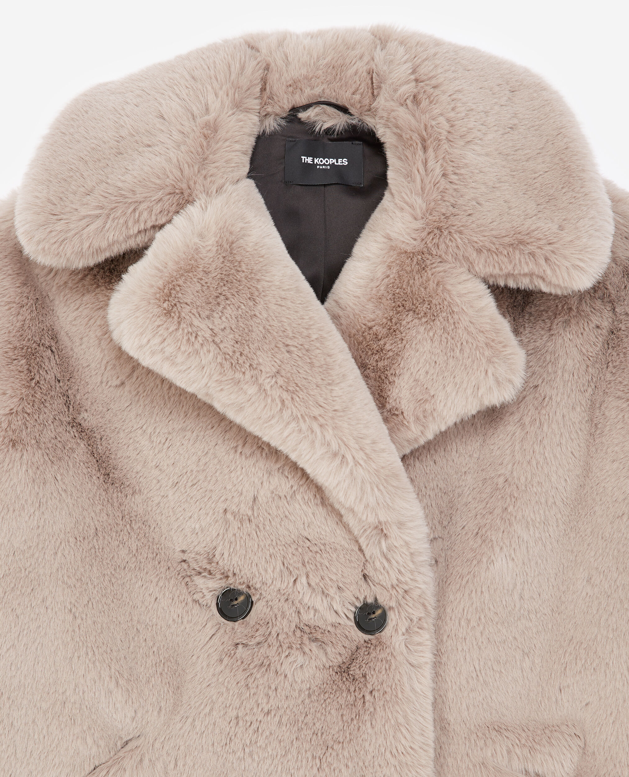 Cropped grey faux fur coat, GREY, hi-res image number null