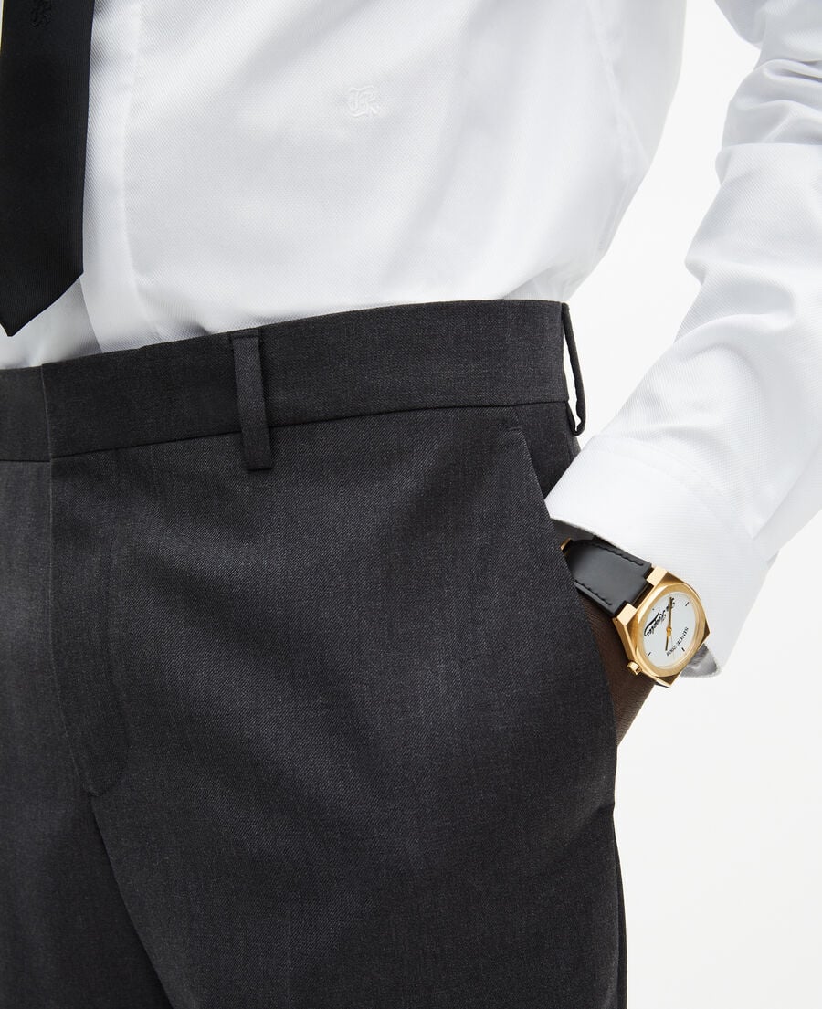 The Kooples HOMME GREY pantalon de costume ajust&eacute; en laine gris 