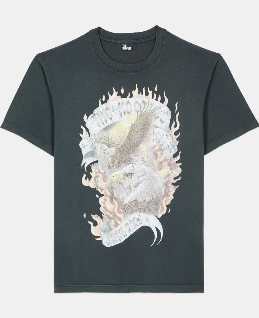 The Kooples FEMME BLACK WASHED t-shirt avec s&eacute;rigraphie noir