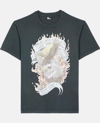 The Kooples FEMME BLACK WASHED t-shirt avec s&eacute;rigraphie noir