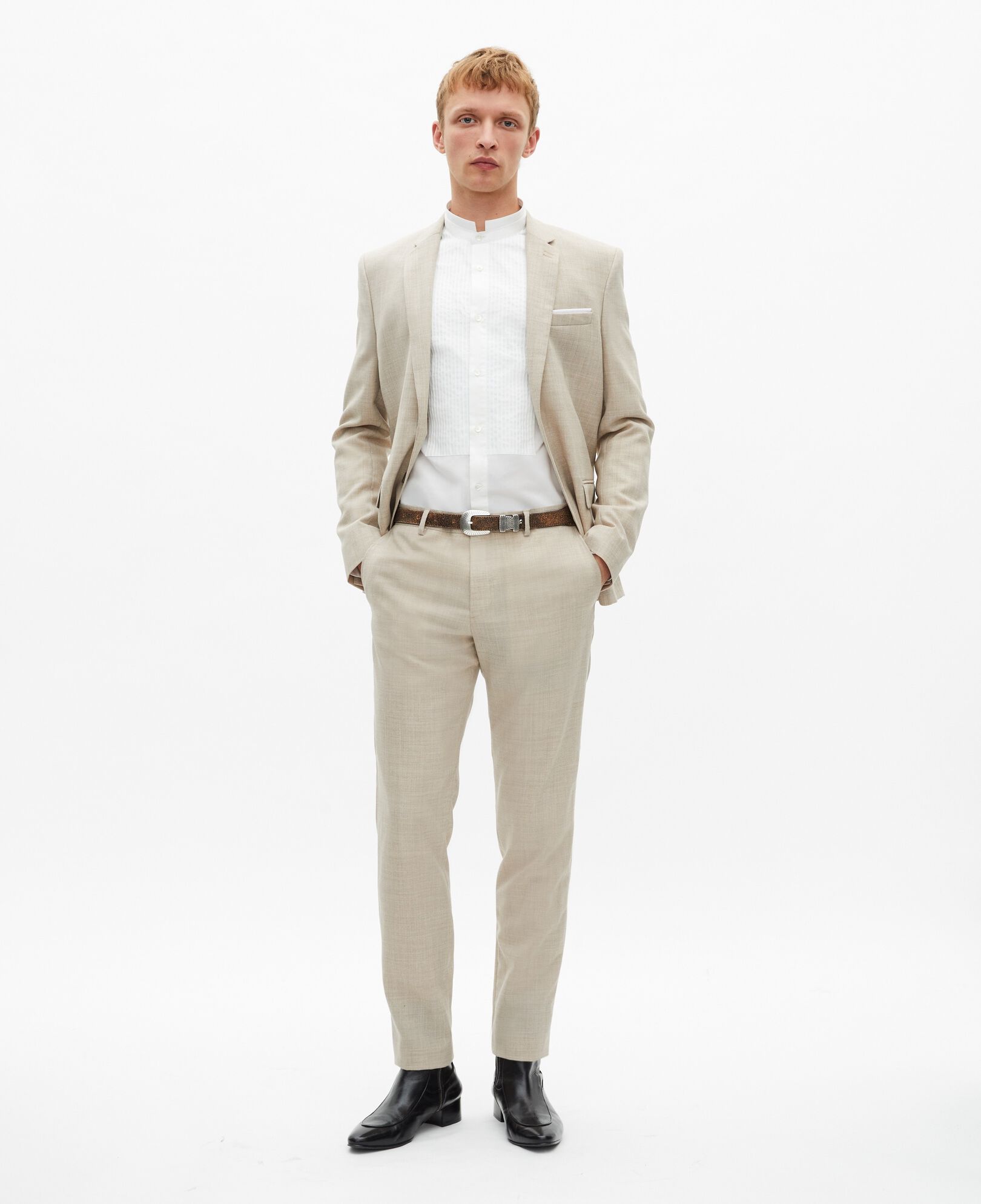 The Kooples MEN BEIGE beige wool suit fitted jacket