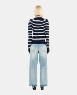 The Kooples WOMEN WHITE / BLUE striped wool sweater 