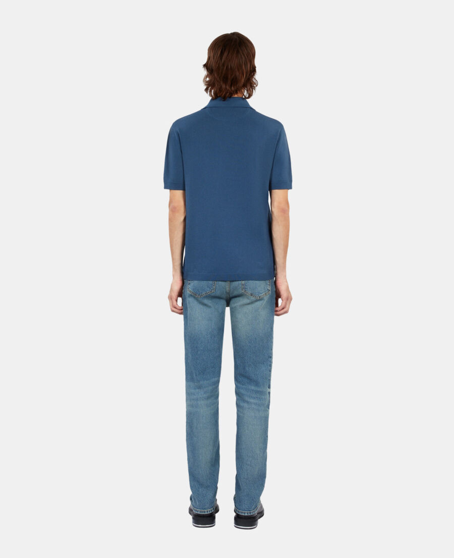 The Kooples H MIDDLE NAVY royal blue knitted polo t-shirt