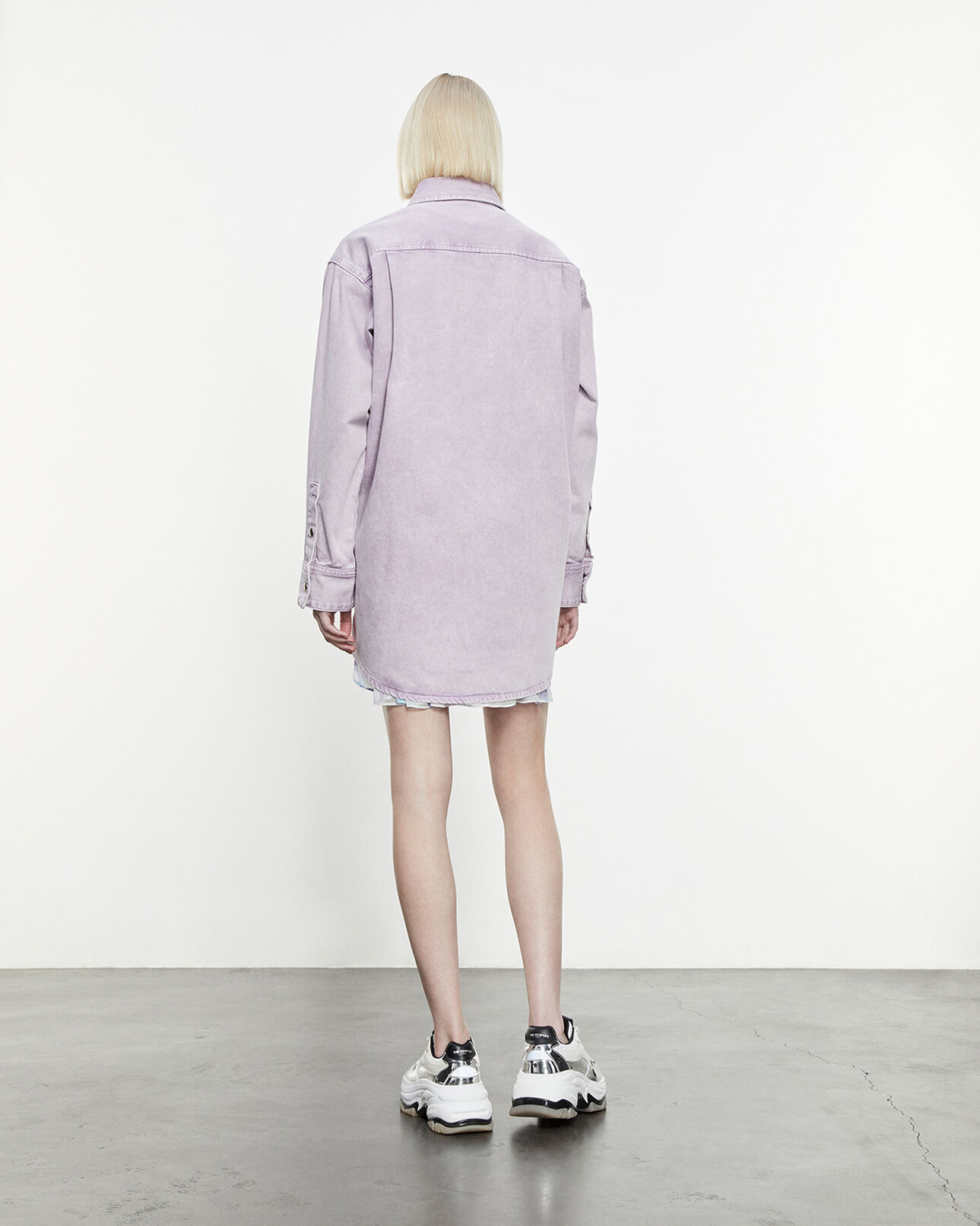 The Kooples MUJER LIGHT PURPLE camisa vaquera violeta amplia bolsillos