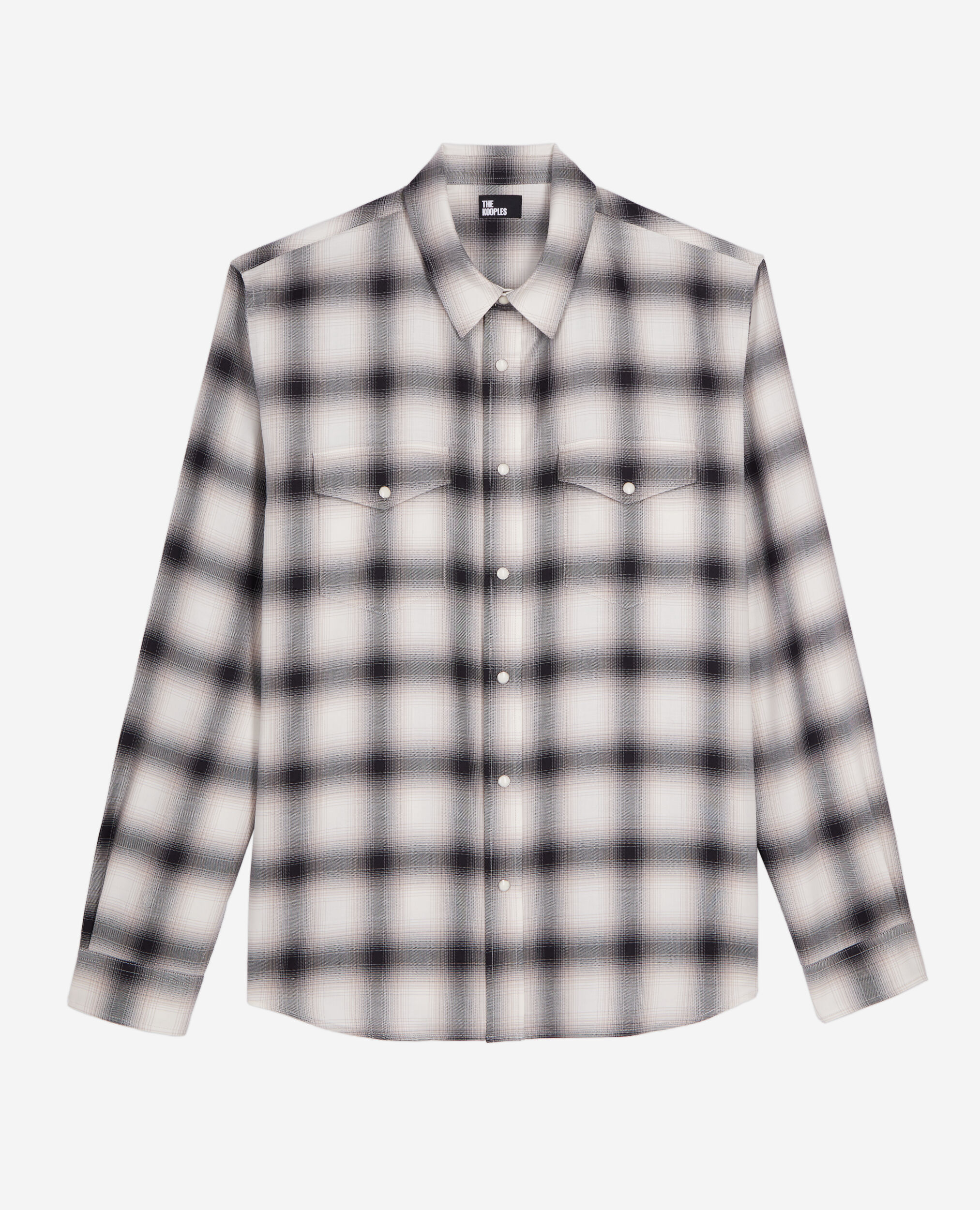 Checked shirt, BLACK GREY WHITE, hi-res image number null