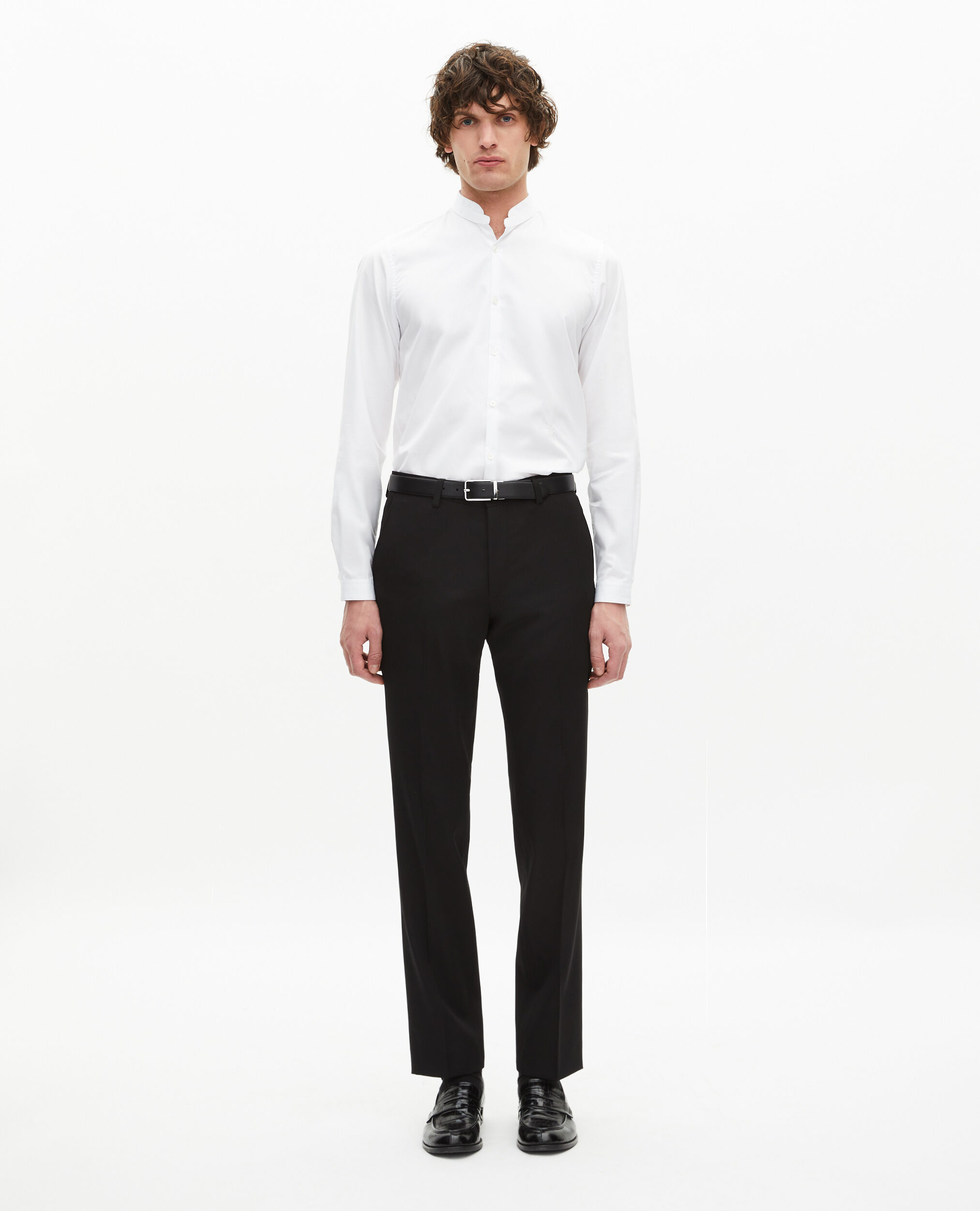White shirt with officer collar, WHITE, hi-res image number null