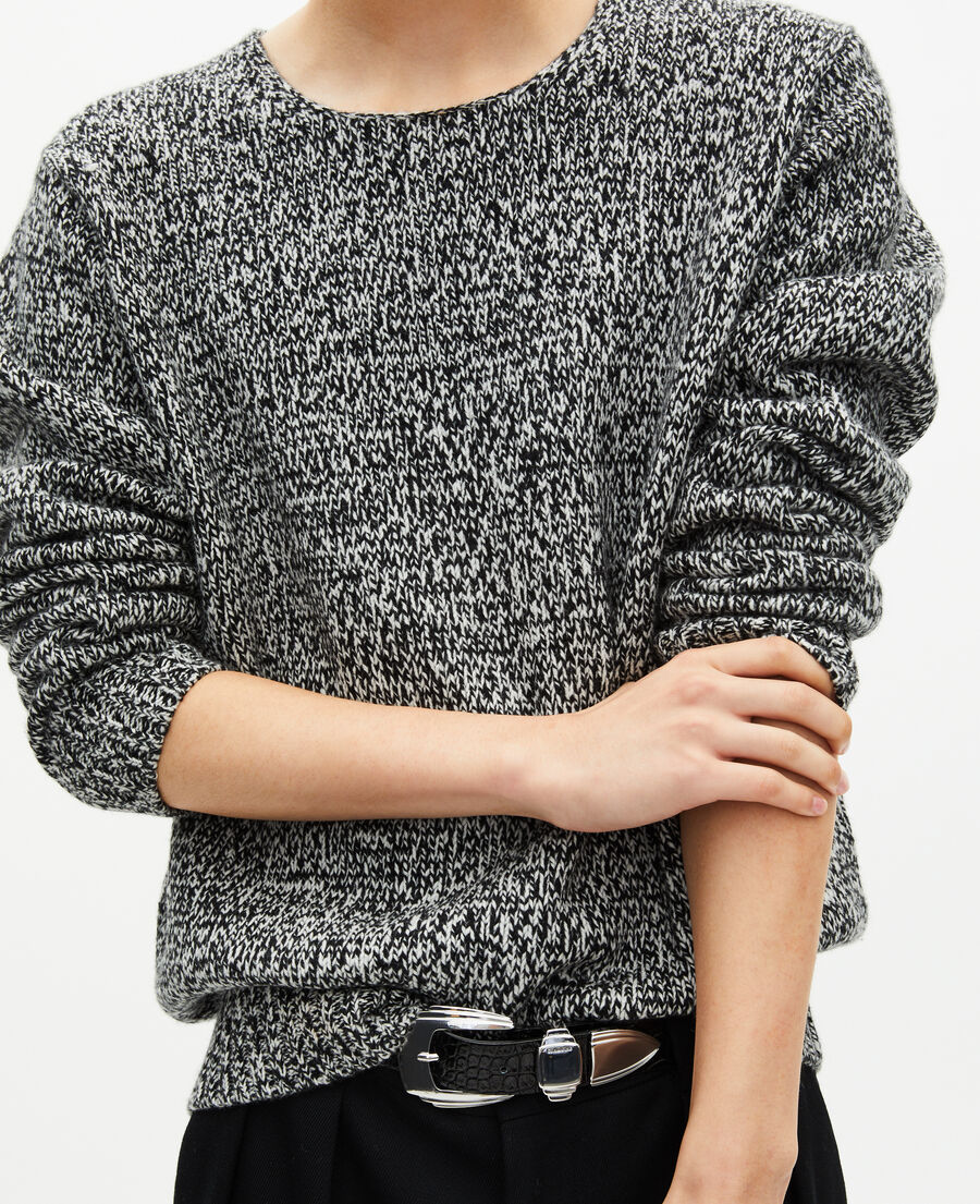 The Kooples HOMME BLACK WHITE pull en laine moulin&eacute; noir et blanc