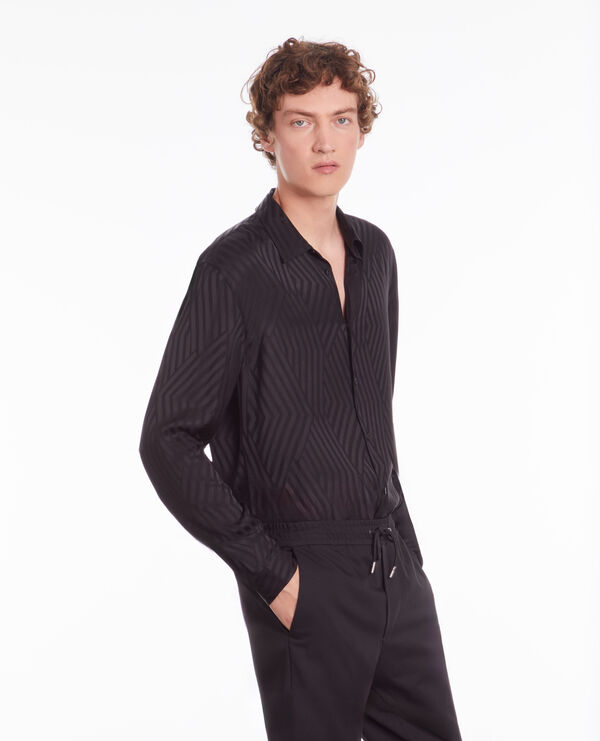 chemise noire jacquard géometrique