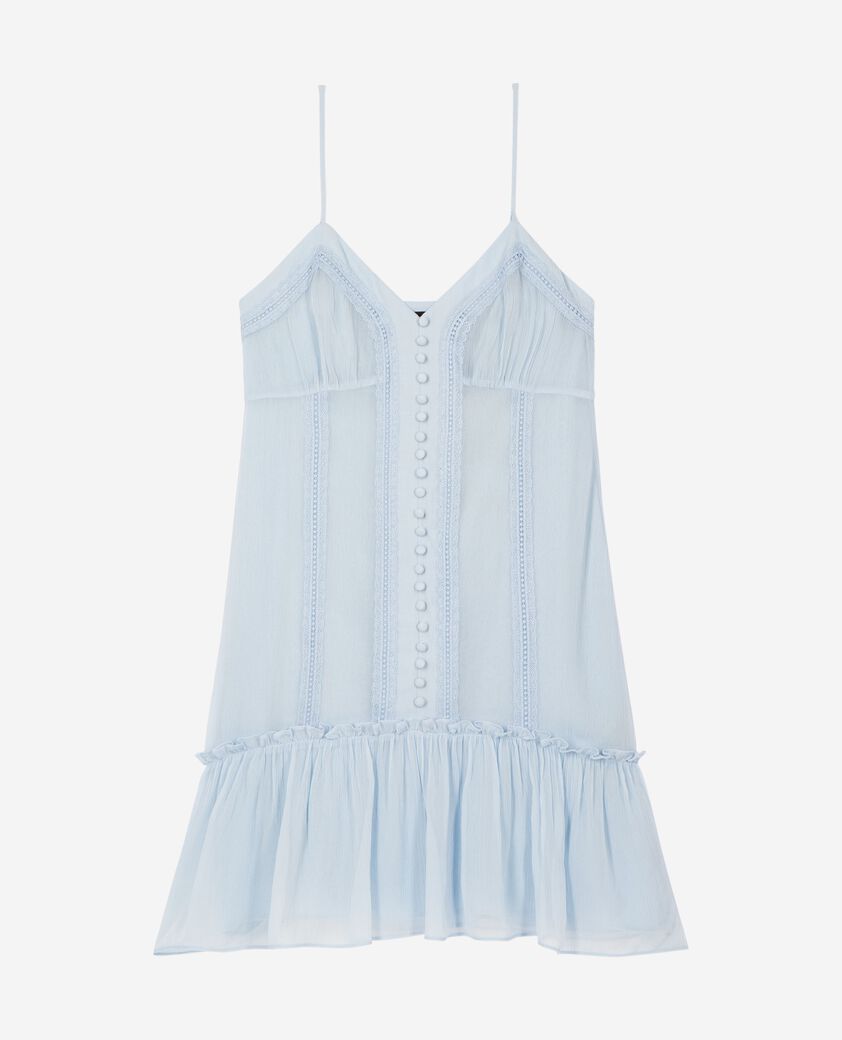 The Kooples WOMEN LIGHT BLUE short dress with blue lace detail