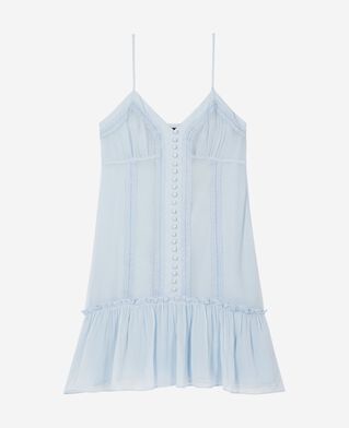 The Kooples WOMEN LIGHT BLUE short dress with blue lace detail