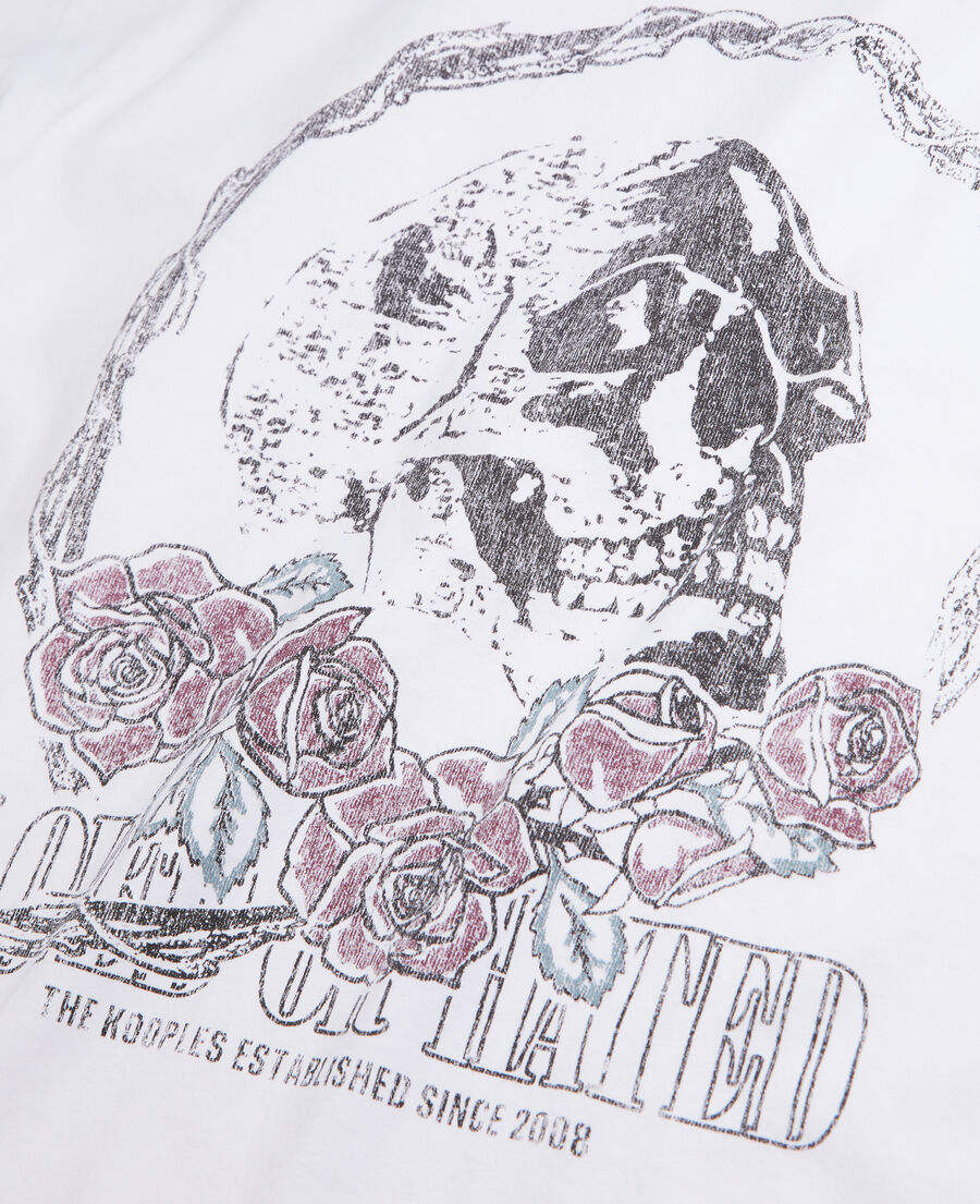The Kooples DAMEN WHITE weißes t-shirt mit vintage-skull-siebdruck