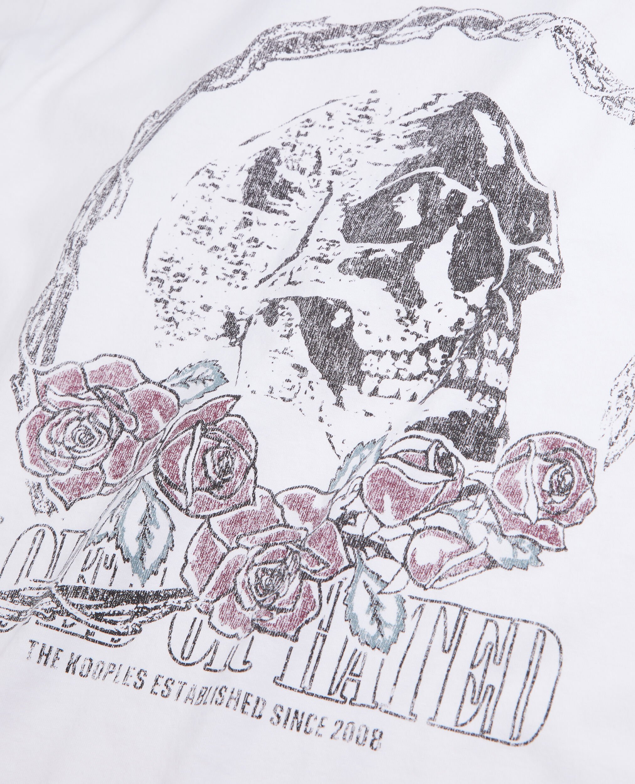 Weißes T-Shirt mit Vintage-Skull-Siebdruck, WHITE, hi-res image number null