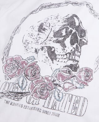 The Kooples DAMEN WHITE weißes t-shirt mit vintage-skull-siebdruck