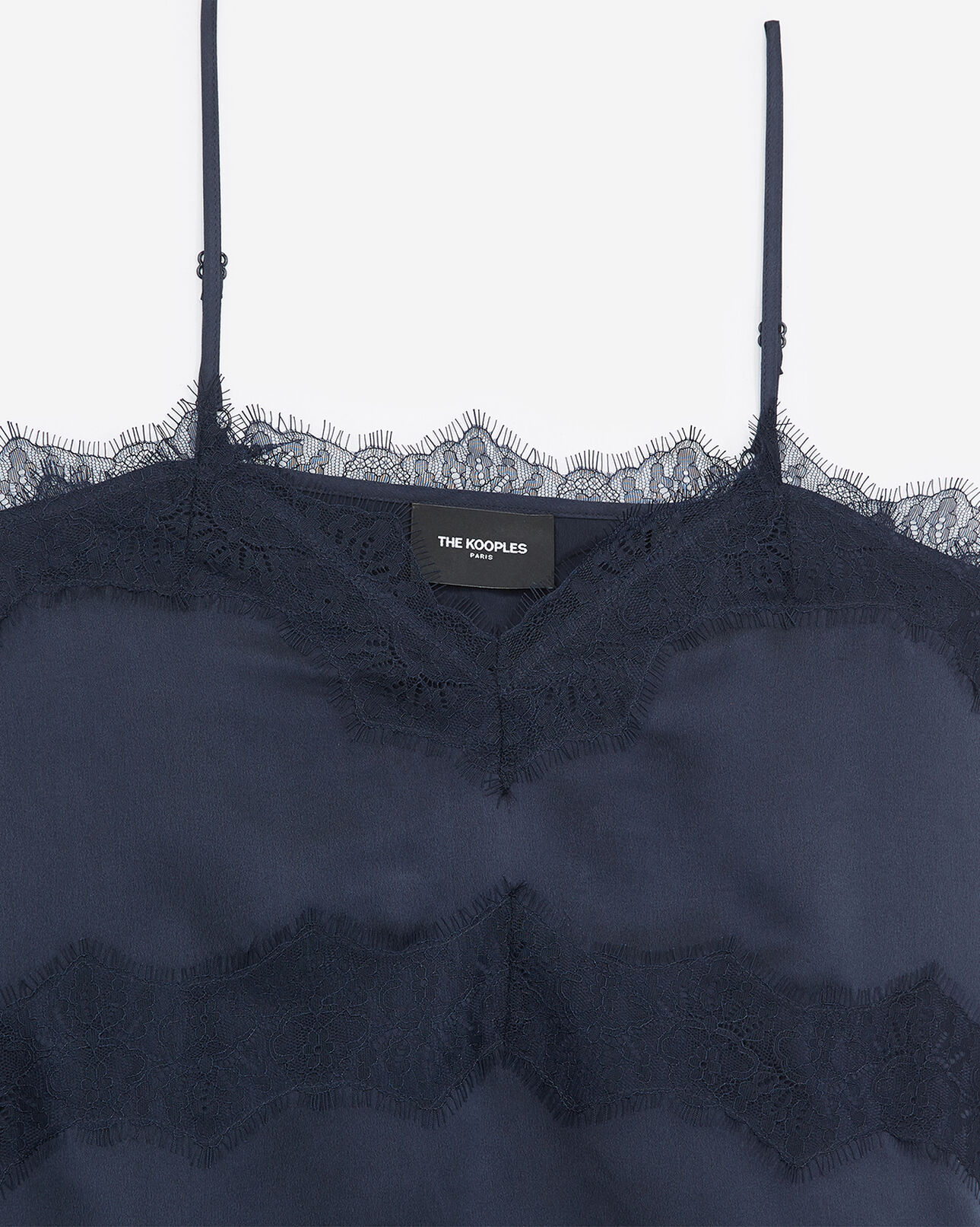 The Kooples FEMME NAVY caraco soie bleu dentelle