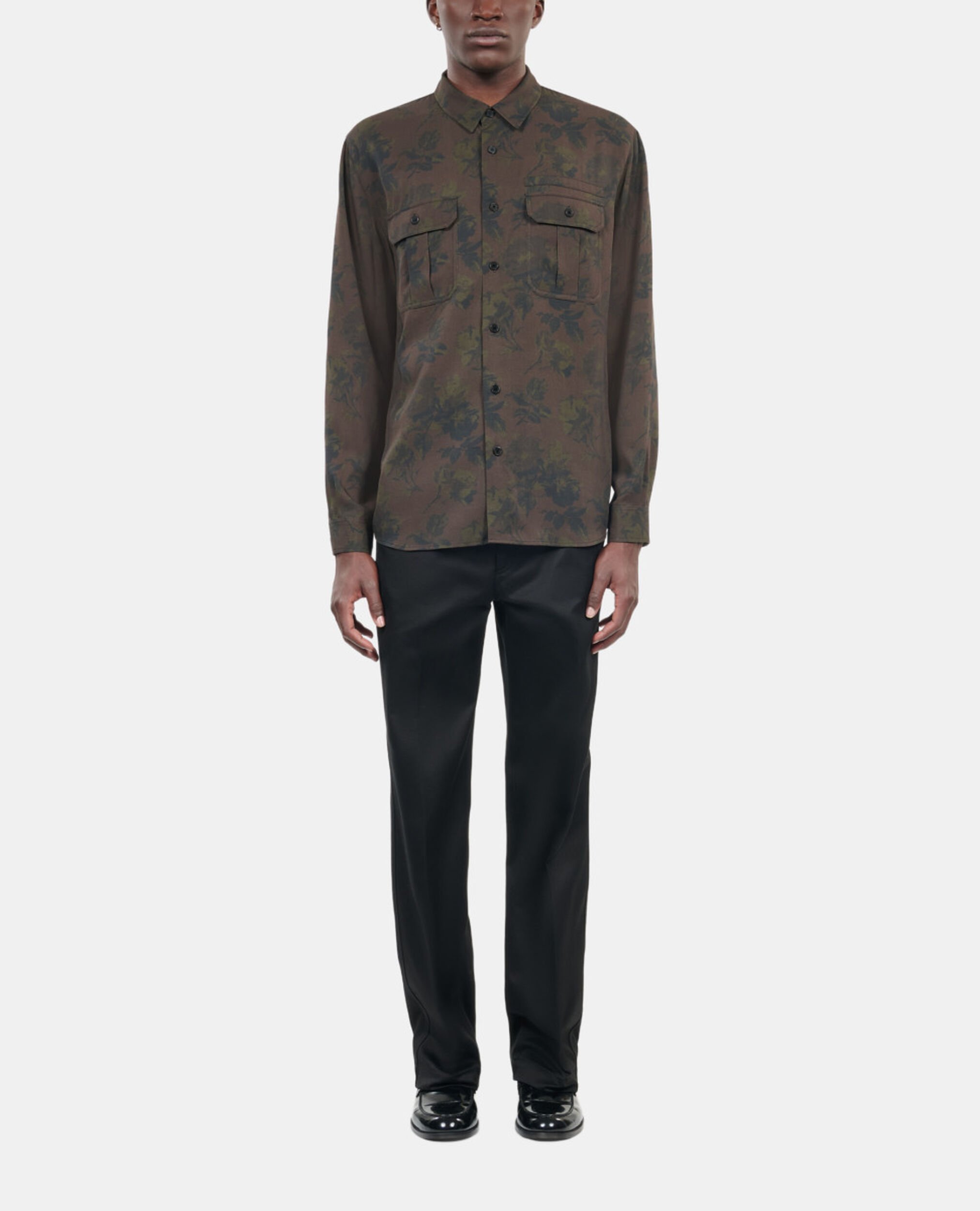 Floral print shirt, DARK BROWN, hi-res image number null