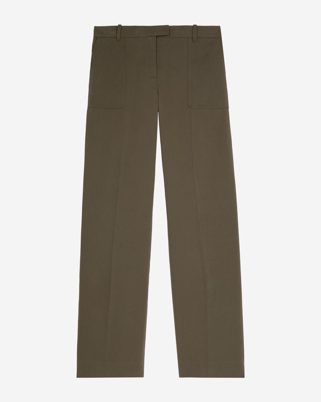 The Kooples WOMEN KAKI khaki cotton wide leg pants