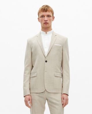 The Kooples HERREN BEIGE beigefarbene, schmal geschnittene anzugjacke aus wolle