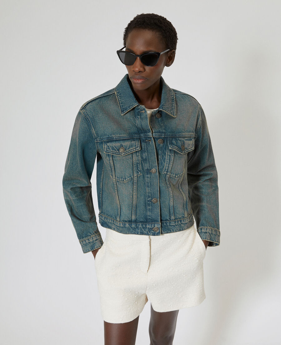 The Kooples DAMEN MEDIUM BLUE blaue jeansjacke