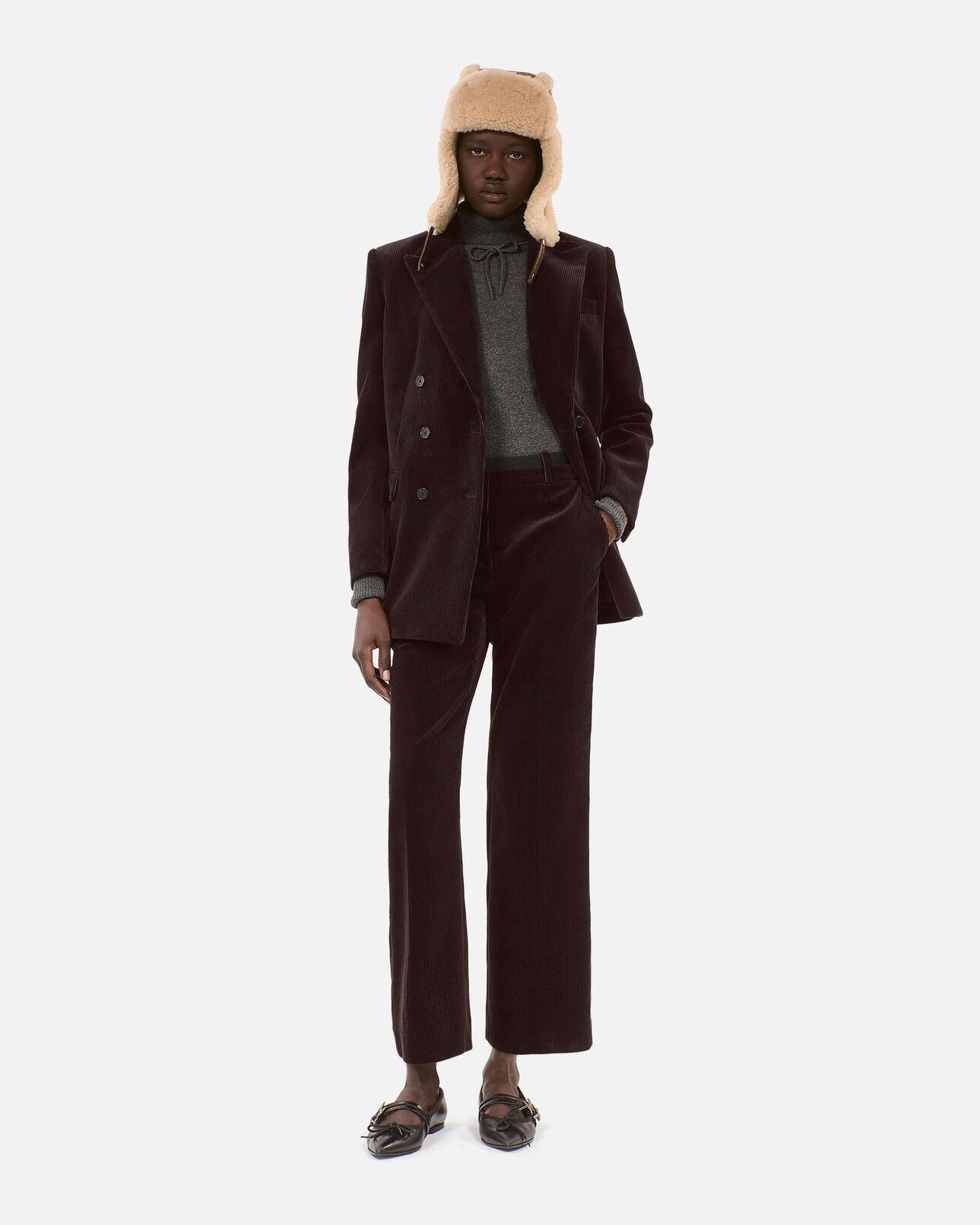 The Kooples M BROWN brown shearling  chapka