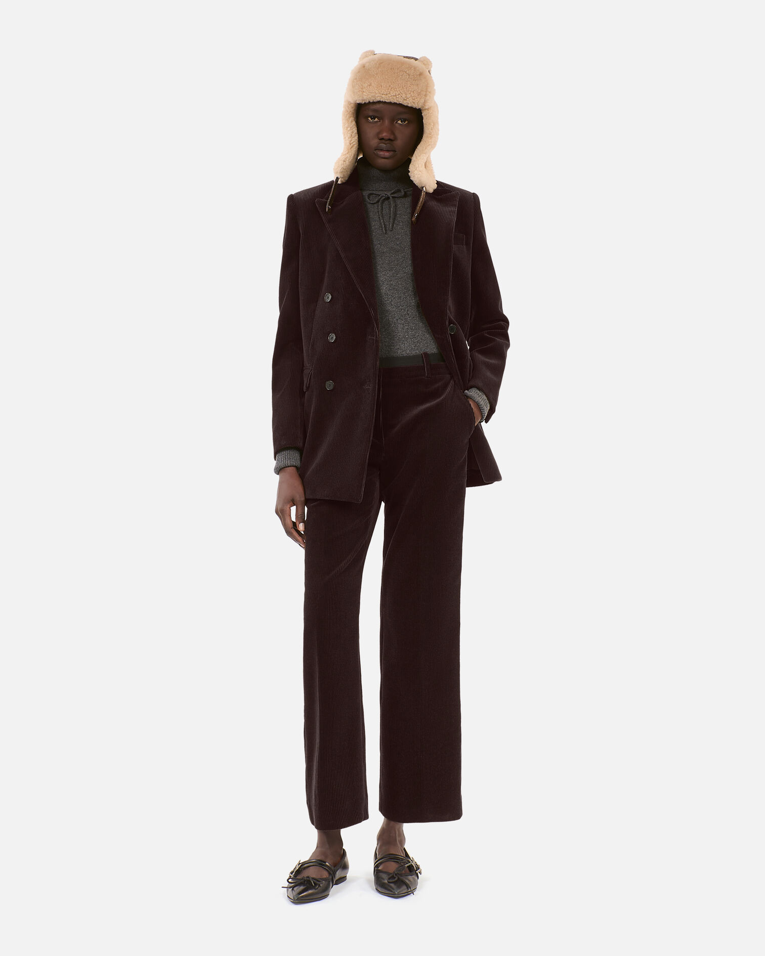 Brown shearling  chapka, BROWN, hi-res image number null