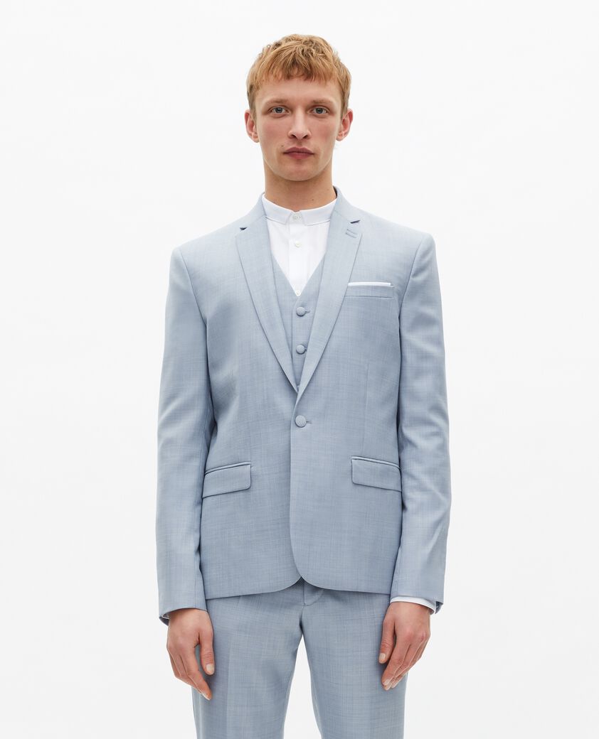 The Kooples HOMME BLUE veste de costume en laine coupe ajust&eacute;e bleu
