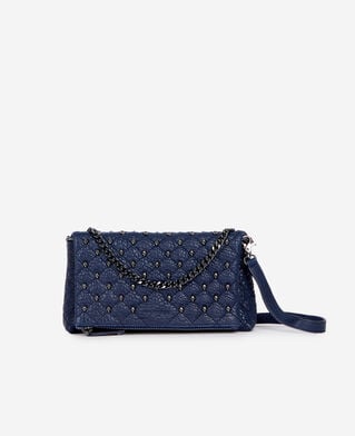The Kooples FEMME NAVY pochette h&eacute;ritage small en cuir bleu marine